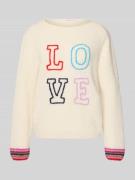 Lanius Strickpullover aus Alpaka-Mix mit Stitching in Ecru, Größe 34