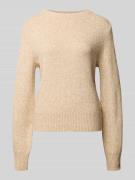 OPUS Strickpullover mit Rundhalsausschnitt Modell 'Panep' in Camel, Gr...