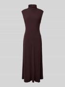 Mango Maxikleid mit Stehkragen in Dunkelbraun, Größe S