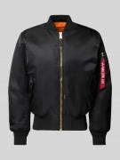 Alpha Industries Bomberjacke mit Stehkragen und Pattentaschen in Black...