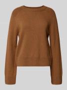 Lanius Cropped Wollpullover mit Rundhalsausschnitt in Cognac, Größe 34