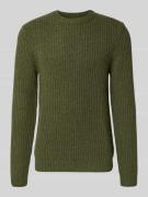 MCNEAL Strickpullover aus Woll-Mix mit Rundhalsausschnitt in Oliv Mela...