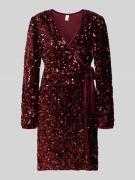 YAS Cocktailkleid mit Pailletten Modell 'ELLE' in Bordeaux, Größe M