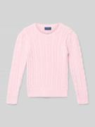 Polo Ralph Lauren Kids Strickpullover mit Label-Stitching in Pink, Grö...