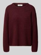 Gina Tricot Oversized Strickpullover mit Leinen-Anteil in Bordeaux, Gr...