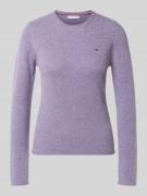 Tommy Hilfiger Slim Fit Strickpullover aus reiner Wolle in Flieder, Gr...