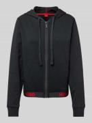HUGO Sweatjacke mit Label-Print Modell 'SPORTY' in Black, Größe M
