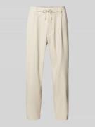 BOSS Green Relaxed Fit Bundfaltenhose mit elastischem Bund in Beige, G...