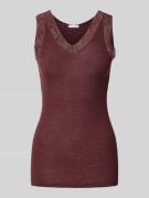 Hanro Tanktop mit Spitzenbesatz in Mittelbraun, Größe M