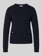 More & More Strickpullover mit gerippten Abschlüssen in Marine, Größe ...