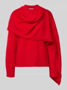 Jake*s Collection Strickpullover mit Schal in Kirsche, Größe M