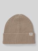 Marc O'Polo Beanie aus reiner Baumwolle mit Umschlag in Taupe Melange,...