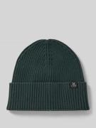 Marc O'Polo Beanie aus reiner Baumwolle mit Umschlag in Petrol, Größe ...