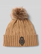 Lauren Ralph Lauren Strickmütze mit Woll-Anteil in Camel, Größe 1