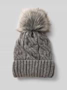 Kurt Beines Strickmütze mit breitem Umschlag und Bommel in Anthrazit M...