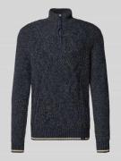 Lerros Strickpullover mit Troyer-Kragen in Dunkelblau, Größe L