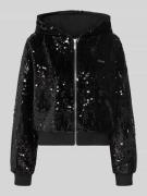 Guess Activewear Sweatjacke mit Paillettenbesatz in Black, Größe M