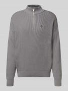 Pegador Oversized Strickpullover mit Label-Stitching in Mittelgrau Mel...