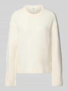 Gina Tricot Oversized Strickpullover mit Leinen-Anteil in Offwhite, Gr...