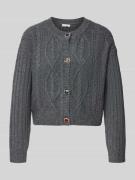 Liu Jo White Strickjacke mit gerippten Abschlüssen in Mittelgrau, Größ...