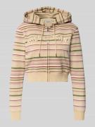 Guess Jeans Cropped Sweatjacke mit Kapuze in Beige, Größe M