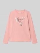 Guess Longsleeve mit Label-Detail in Rosa, Größe 140
