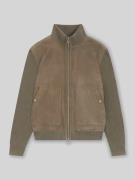 BOSS Regular Fit Lederjacke aus Ziegenvelours Modell 'MAPARO' in Schla...