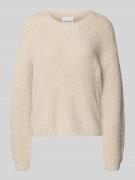 comma Oversized Strickpullover mit gerippten Abschlüssen in Offwhite, ...