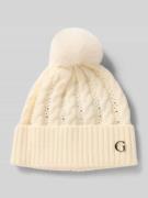 Guess Strickmütze mit Label-Applikation in Offwhite, Größe L