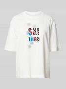 Marc Cain T-Shirt aus reiner Baumwolle mit Statement-Print in Offwhite...