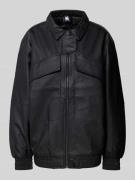 Karo Kauer Oversized Jacke in Leder-Optik in Black, Größe M