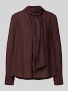 Mango Langarmbluse mit Stehkragen in Dunkelbraun, Größe L