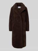 comma Mantel aus Teddyfell mit Reverskragen in Schoko, Größe S