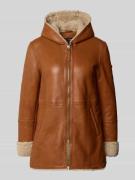 Cabrini Ledermantel aus echtem Lammfellnappa in Cognac, Größe 36