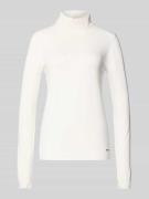 More & More Rollkragenpullover aus Viskose-Mix mit Label-Detail in Off...