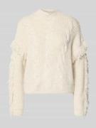 Only Regular Fit Strickpullover mit Fransen Modell 'HOLLY' in Offwhite...