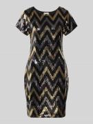 Apricot Minikleid mit Rundhalsausschnitt in Black, Größe L