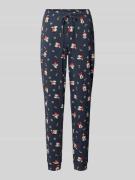 Jake*s Casual Pyjama-Hose im Allover-Look mit elastischem Bund in Dunk...