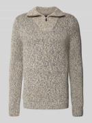 RAGMAN Strickpullover mit Troyer-Kragen in Bleu, Größe L