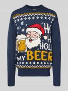 Montego Strickpullover mit gerippten Abschlüssen in Marine, Größe M