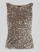 Pieces Regular Fit Paillettentop aus Samt Modell 'KAM' in Taupe, Größe...