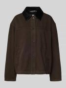 Gina Tricot Jacke mit Knopfleiste in Dunkelbraun, Größe S