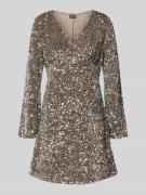 Pieces Mini-Paillettenkleid aus Samt Modell 'KAM' in Taupe, Größe S
