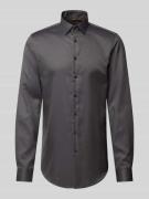 Jake*s Slim Fit Businesshemd mit extra langem Arm in Anthrazit, Größe ...