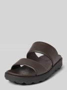 Geox Slides aus Leder mit profilierter Sohle in Dunkelbraun, Größe 45
