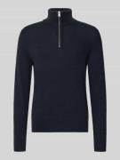 Marc O'Polo Regular Fit Troyer Baumwoll-Schurwoll-Mix in Marine, Größe...