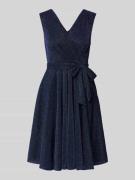 Apricot Knielanges Kleid mit V-Ausschnitt in Marine, Größe M