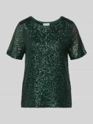 Apricot T-Shirt mit Paillettenbesatz in Gruen, Größe L