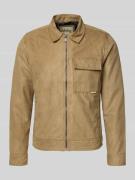 Blend Jacke in Leder-Optik mit Brusttasche Modell 'HELGER' in Beige, G...