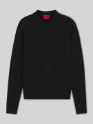HUGO Slim Fit Poloshirt aus Viskose-Mix in Black, Größe L